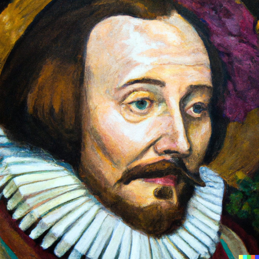 AIが描いたシェイクスピアの肖像画（油絵風）
