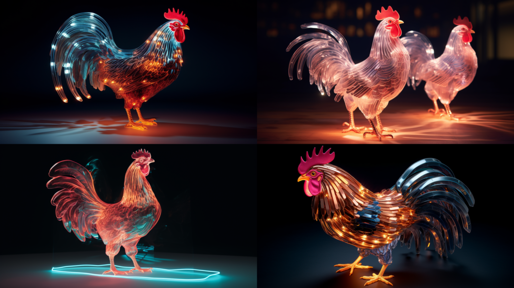 luminous 3d objects of chicken